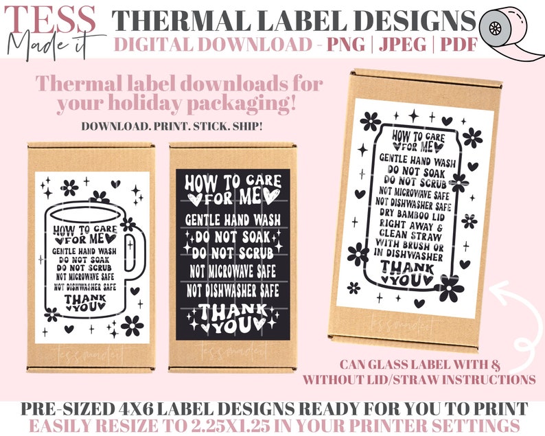 Printable Tumbler Care Cards Cup Care Instructions Thermal - Etsy