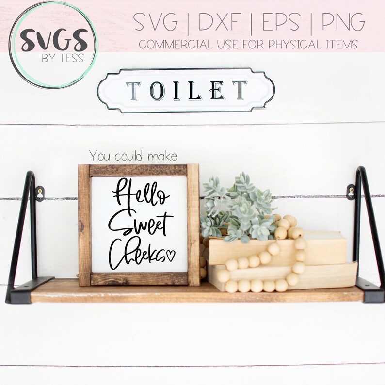 Download Bathroom SVG Hello Sweet Cheeks SVG Powder Room Sign | Etsy