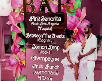 Custom Acrylic Bar Signage | Elegant Event Sign I Personalizedl Menu | Wedding I Baby Shower l Birthday I Personal Drink Menu