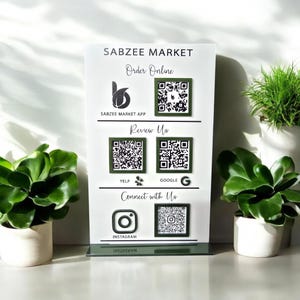Custom Acrylic QR Code Display Stand - Elegant Business Sign for Tradeshows, Reviews, Payment and Social Media Links