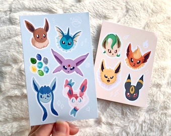 Eeveelution Sticker Sheets | Kiss-cut Glossy Stickers | Pokémon-inspired Eevee Illustrations
