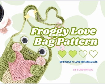 Froggy Love Bag Crochet Pattern - Intermediate level | Cute Crochet Bag | Frogcore PDF Pattern - ONLY | SundropSol