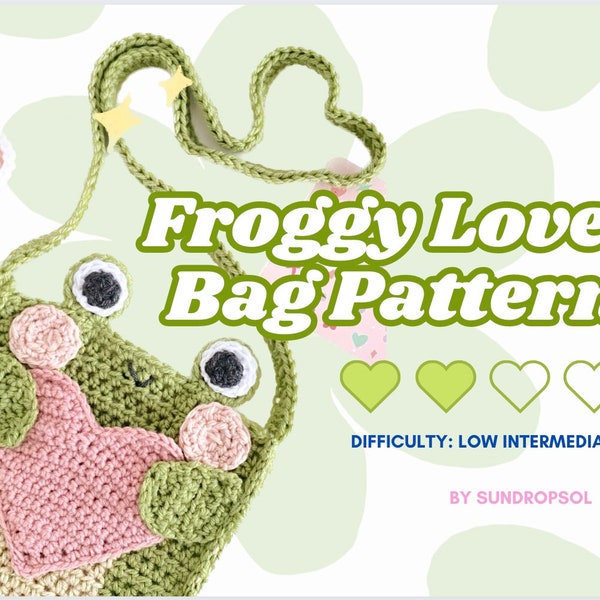 Froggy Love Bag Crochet Pattern - Intermediate level | Cute Crochet Bag | Frogcore PDF Pattern - ONLY | SundropSol