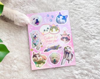 Custom Pet Sticker Sheet | Kiss-cut Sticker Sheet Gift for Pet Parents | Cute Vinyl Stickers for Waterbottles Laptops Notebooks
