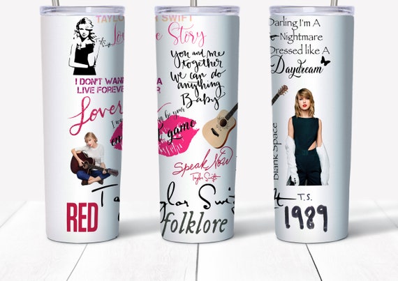 Taylor Swift tumbler with lid and straw