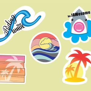 5 pack of beach inspired stickers etsy