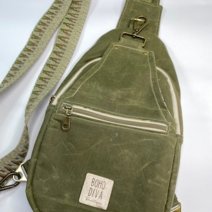 Sling Bag | Retro Sling Bag | Crossbody Sling Bag | Waxed Canvas | Trendy Sling Bag | Customized Sling Bag