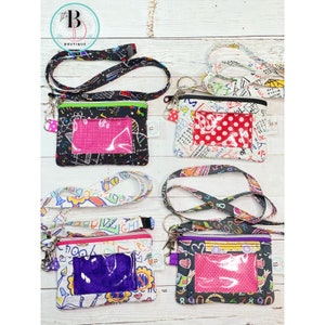 Stem Fabric Lanyard With Photo ID Holder | ID Zipper Pouch | Teacher Appreciation Gift | STEM Photo Wallet with Lanyard