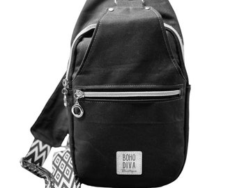 Bolsa tipo estilingue | Bolsa tipo estilingue retrô | Bolsa tiracolo | Lona Encerada | Bolsa tipo estilingue na moda | Bolsa transversal | Mochila tipo estilingue