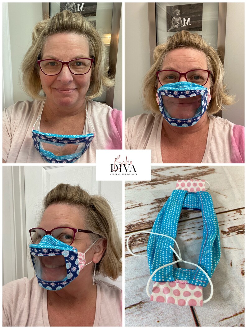 Face Mask With Clear Window Lip Reading Mask Speech Etsy