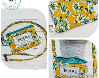 Carteira de identificação com foto com cordão | Cordão Paris | Carteira com zíper de café | Bolsa com zíper para identificação | Carteira com zíper para identificação