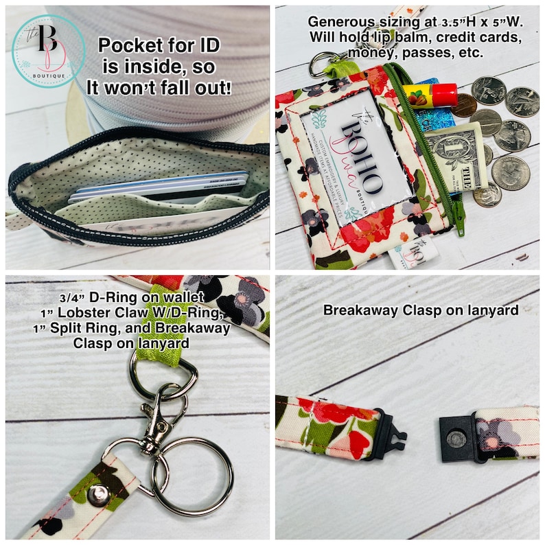 Carteira de identificação com foto e cordão destacável | Rifle Paper Co | Cordão destacável | Bolsa de identificação com zíper | Crachá de identificação | Carteira de identificação com zíper imagem 8