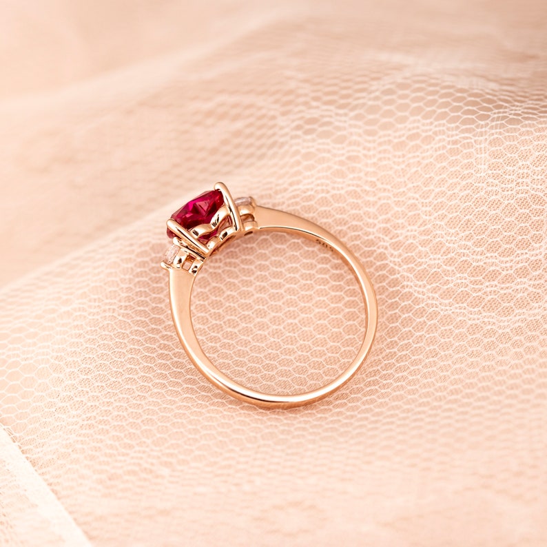 Pink sapphire heart solitaire 14K Solid Rose Gold ring, Heart promise rose gold ring, Anniversary gift image 2