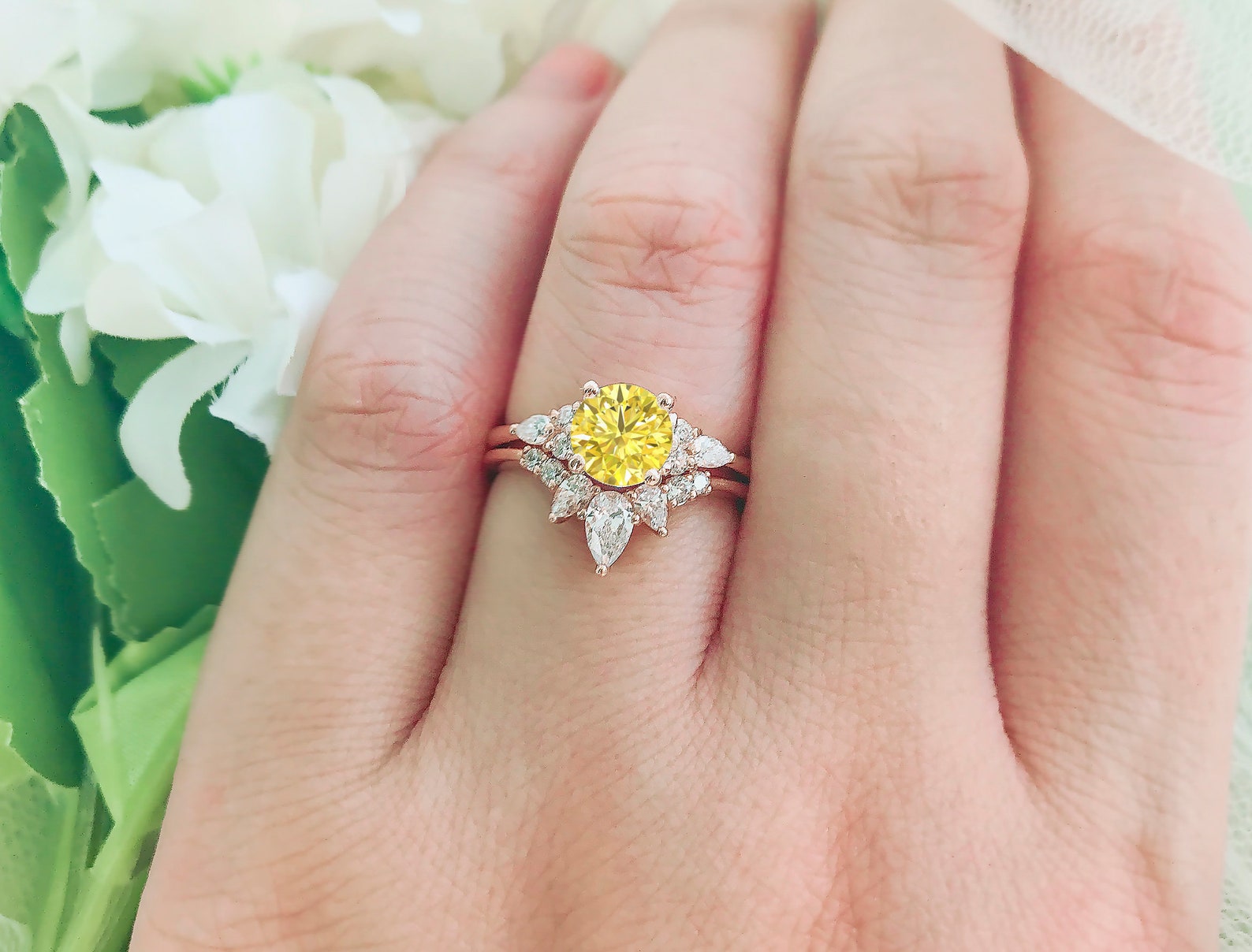 Canary Yellow Diamond 1ct engagement ring vintage unique Etsy