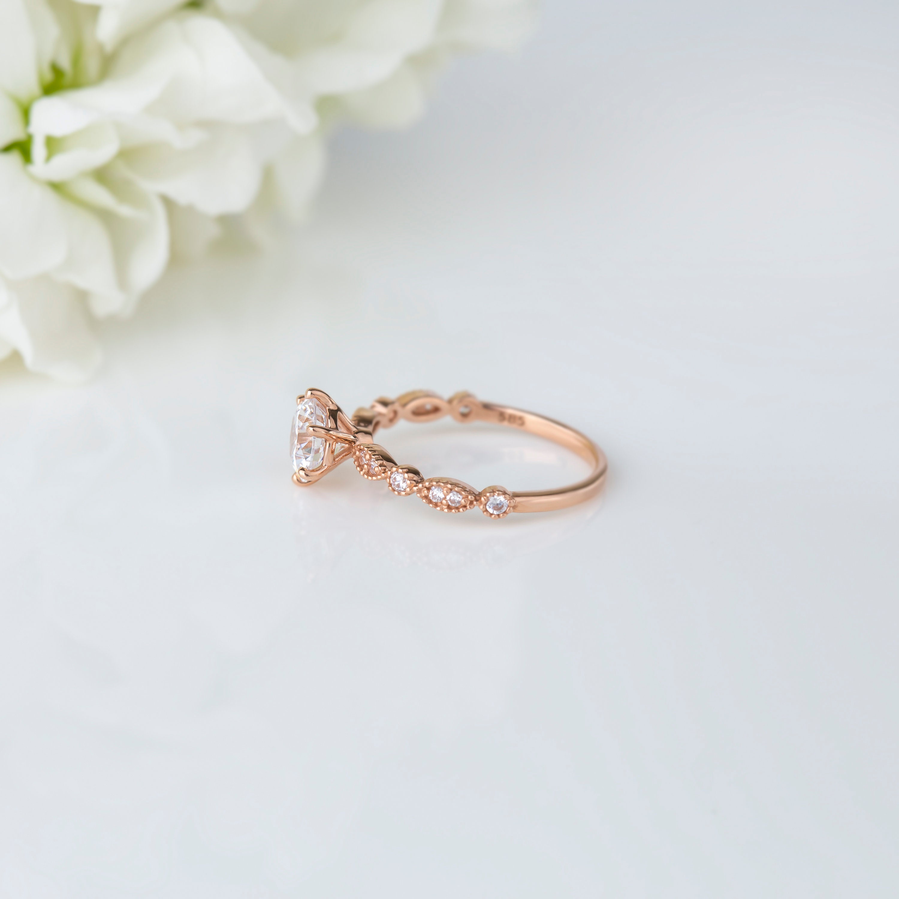 1ct Certified Moissanite Diamonds Rose gold Engagement Ring | Etsy