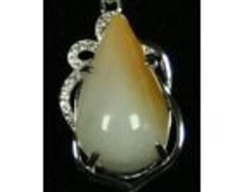 Golden Teardrop Type A Certified Pear Pendant 25mm Set in Sterling Silver, Necklace 20" #307 19.45 Ct WISDOM!