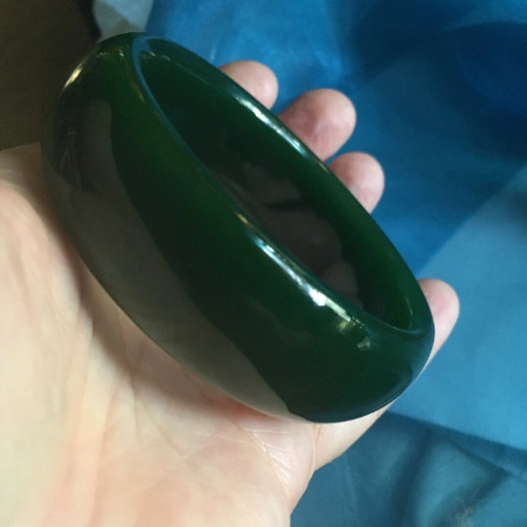 65.80mm Festive Green Colored Faux Jade Wide Durable Bangle Etsy