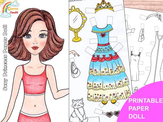 Princess Paper Doll for Girls Ages 7-12; Cut, Color, Dress up and Play.  Coloring book for kids (Paperback)