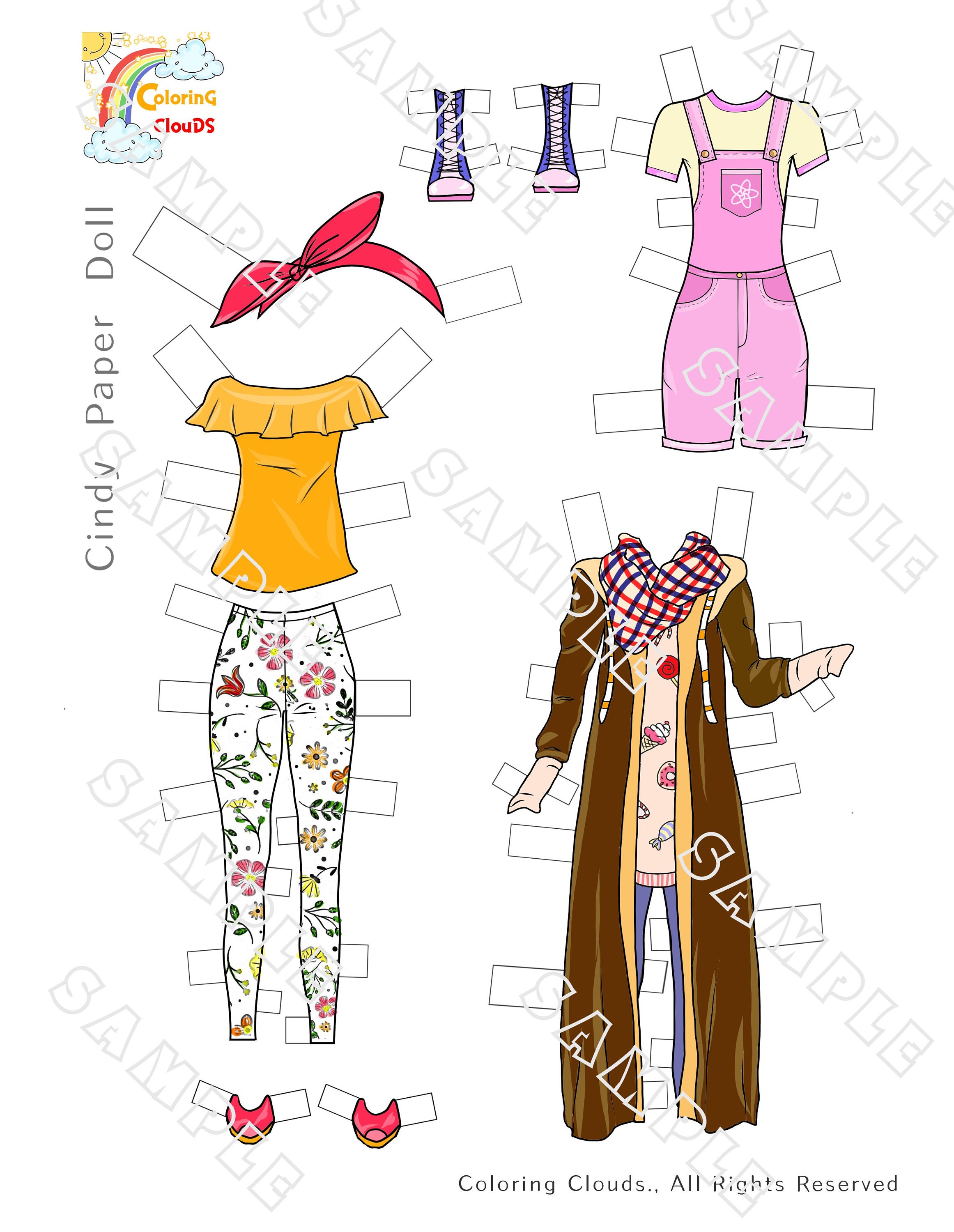 CINDY PAPER DOLL Paper Doll Printable Instant Download - Etsy