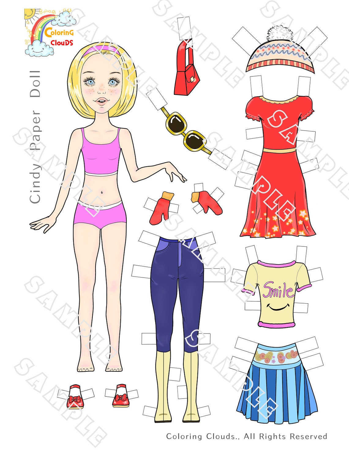 CINDY PAPER DOLL Paper Doll Printable Instant Download Etsy