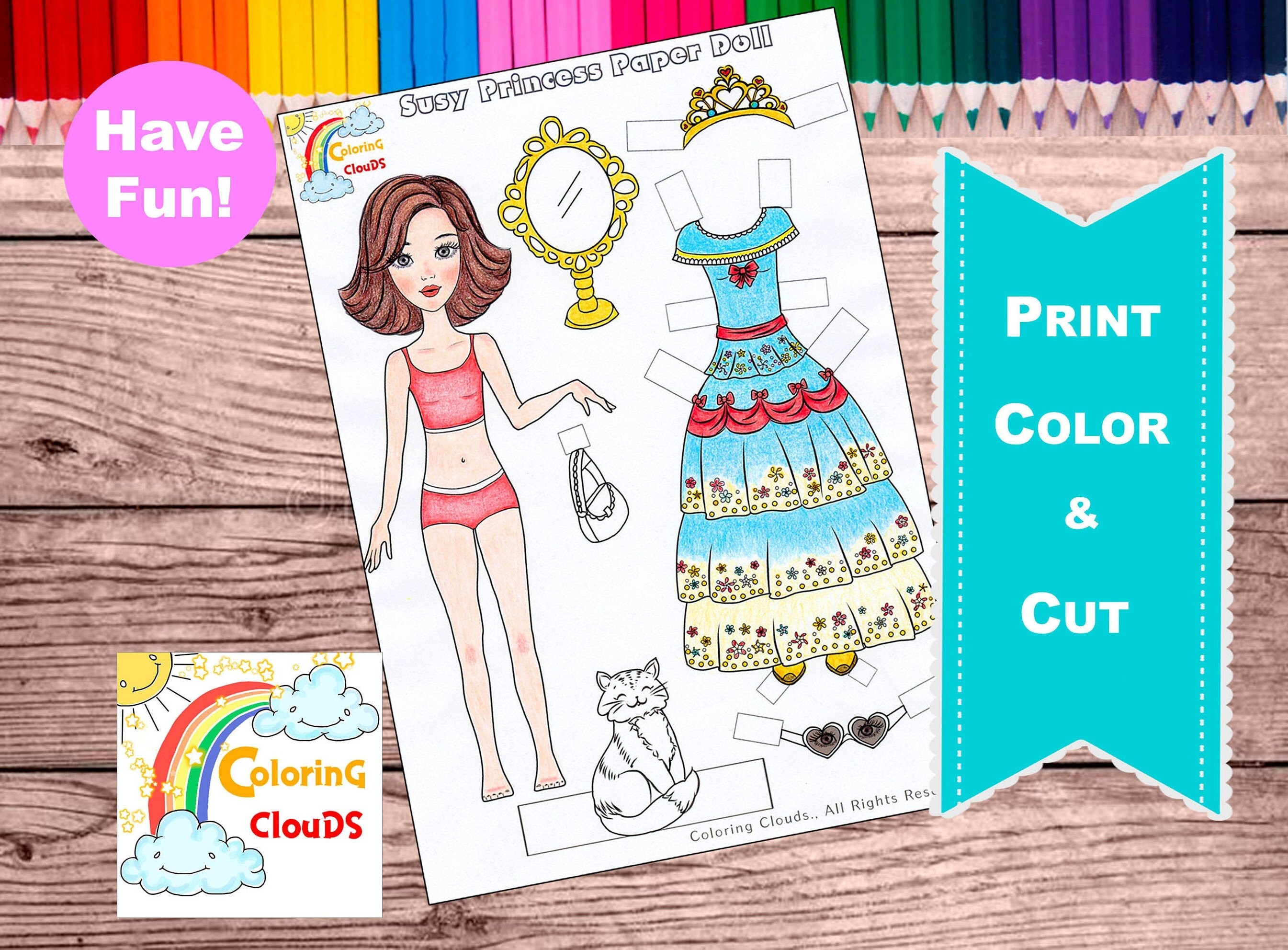 PRINCESS PAPER DOLL Paper Doll Printable Instant Download - Etsy