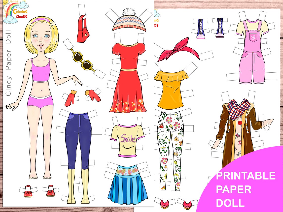 CINDY PAPER DOLL Paper Doll Printable Instant Download - Etsy