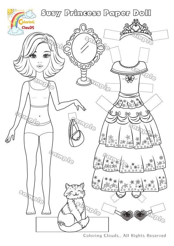 PRINCESS PAPER DOLL Paper Doll Printable Instant Download Etsy
