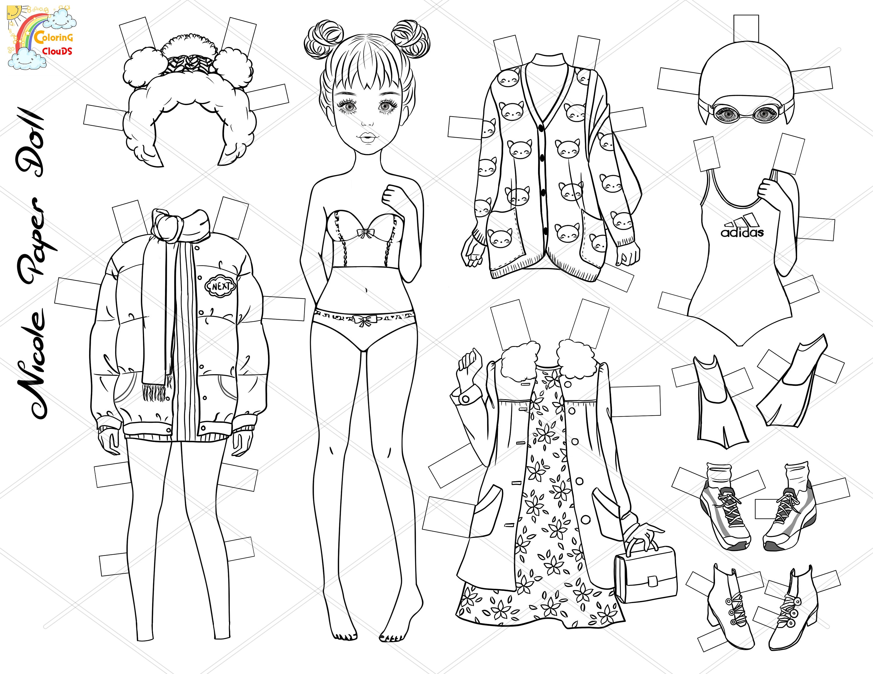 NICOLE PAPER DOLL Paper Doll Printable Instant Download Etsy