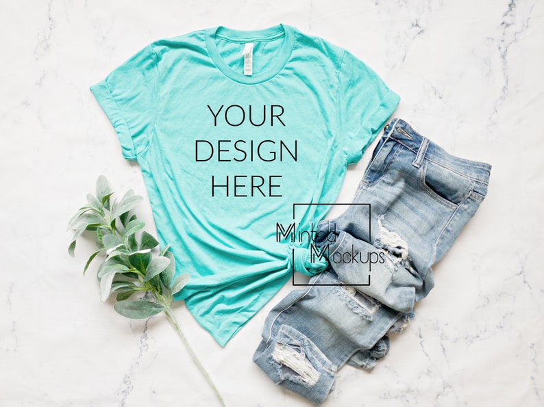 Download Bella Canvas 3001 Heather Sea Green Tshirt Mockup Sea Green | Etsy