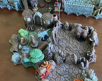 Hand-painted Gloomhaven 3D Terrain Mega-pack: Open-lock Hex Tiles