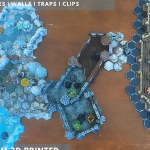 FROSTHAVEN 3D MEGA-PACK | Azulejos e paredes hexagonais de fechadura aberta impressos em 3D | ttrpg | Masmorras/Cavernas/Internas/Timberlands