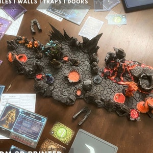 GLOOMHAVEN/FROSTHAVEN 3D | Bioma Bônus de Montanha Vulcânica | Ladrilhos/paredes/armadilhas/portas hexagonais impressos em 3D com trava aberta | Pintado à mão ou apenas impresso