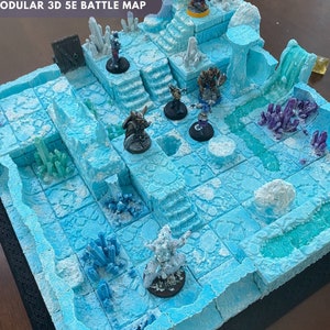 GLACIALE GROTTEN | 3D-geprint en met de hand geschilderd DnD 5e Battle Map Components Pack | 6x9 / 9x9 | Volledig modulair, eenvoudig te monteren en op te slaan!