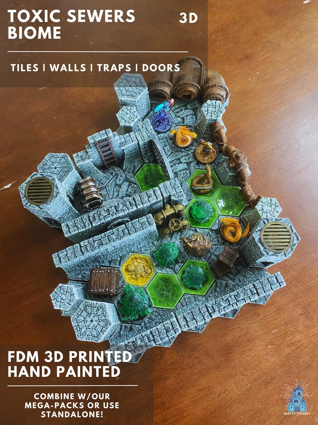 FROSTHAVEN/GLOOMHAVEN 3D Toxic Sewers Bonus Biome 3D Printed Openlock
