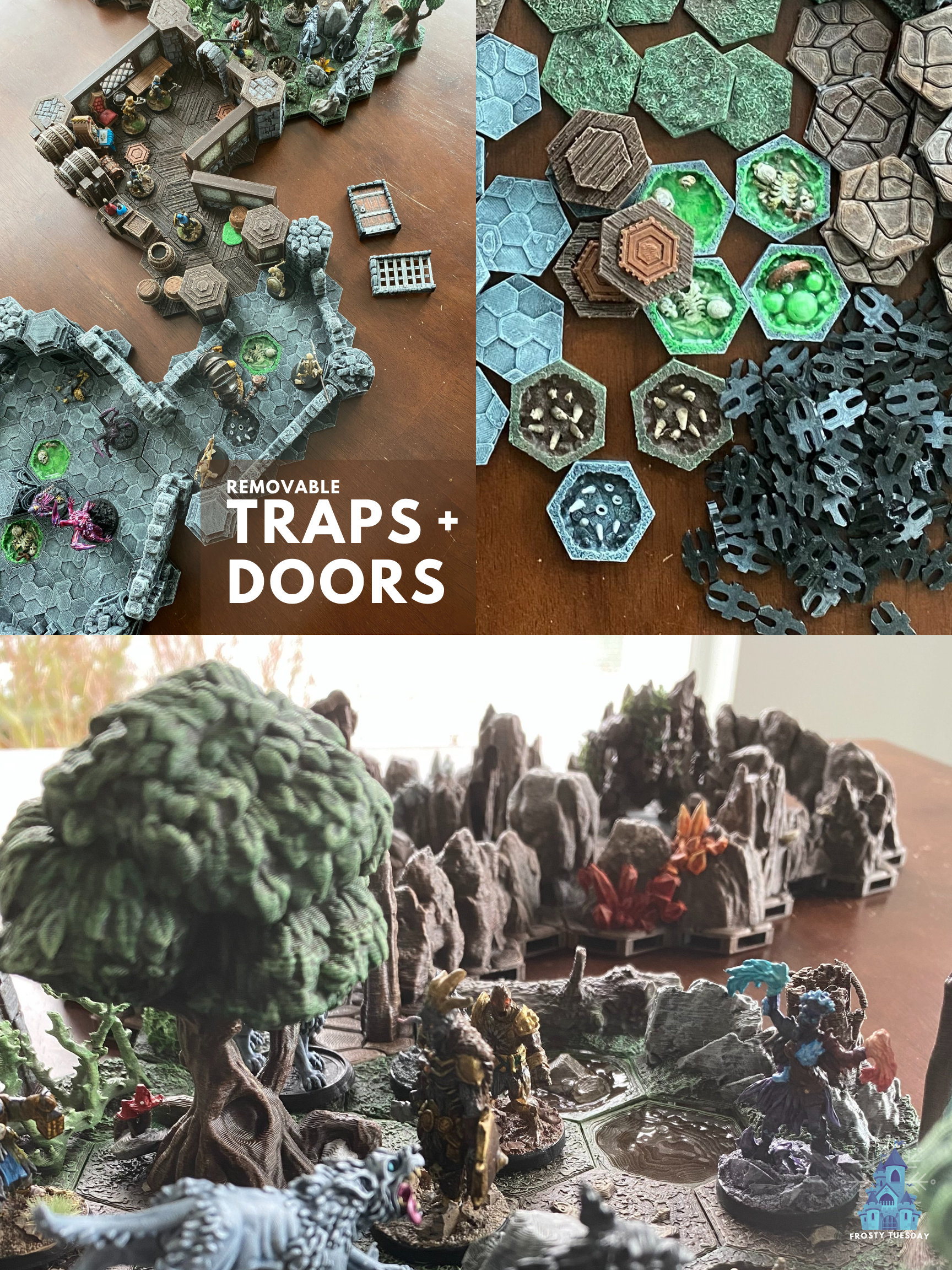 Hand-painted Gloomhaven 3D Terrain Mega-pack: Open-lock Hex Tiles Hand-painted Gloomhaven 3D Terrain Mega-pack: Open-lock Hex Tiles