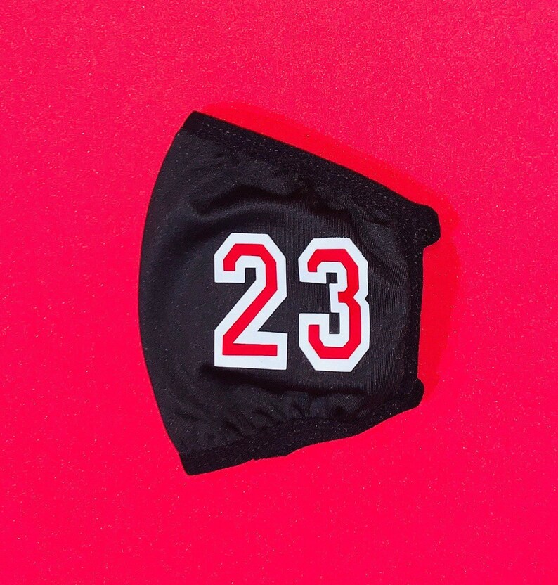Washable Cotton Face Mask, Jordan 23 Inspired Mask, Red and Black Mask 