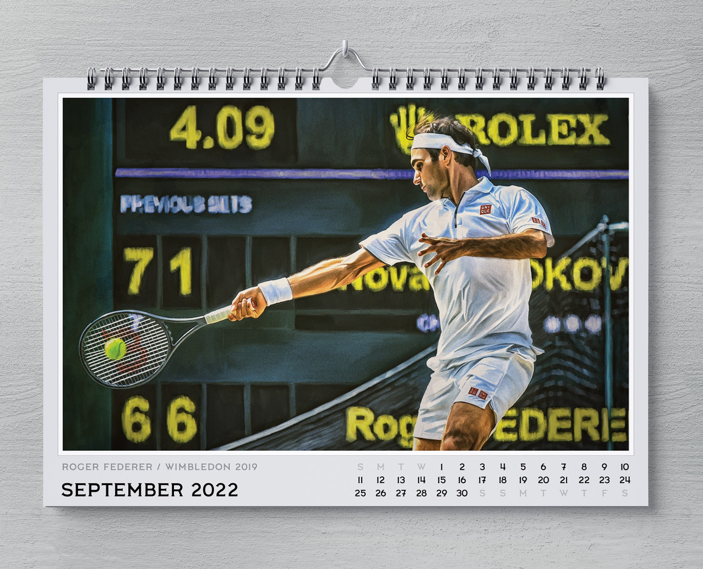 Roger Federer Wimbledon Calendar 2022. Digital artbook. Tennis Etsy