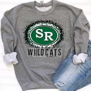 Green Black & White Splatter Wildcats Mascot Logo / Digital png download/ sublimation download