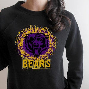 Purple and Gold Splatter Bears Mascot Logo (2 versions) Digital png download/ sublimation download
