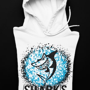 Blue & Black Splatter Sharks Mascot Logo / Digital png download/ sublimation download