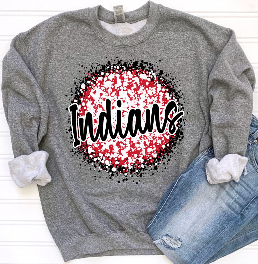 Red Black White Splatter Indians Mascot Logo / Digital png download/ sublimation download