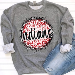 Red Black White Splatter Indians Mascot Logo / Digital png download/ sublimation download
