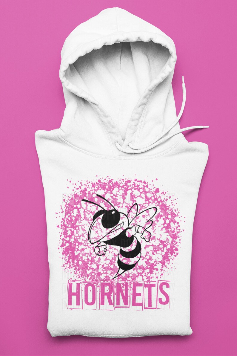 Pink Splatter Hornets Mascot Logo Breast Cancer Awareness/ - Etsy