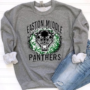 Green Black White Splatter Easton Panthers Mascot Logo / Digital png download/ sublimation download