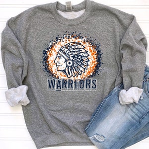 Orange Navy White Warriors School Team Mascot Logo / Digital png descargar / sublimación descargar