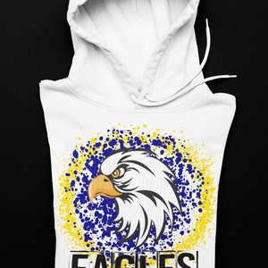 Yellow and Blue Splatter Eagles Mascot Logo / Digital png download/ sublimation download