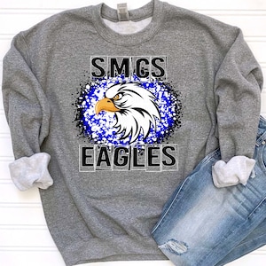 SMCS Blue and Black Splatter Eagles Mascot Logo / Digital png download/ sublimation download