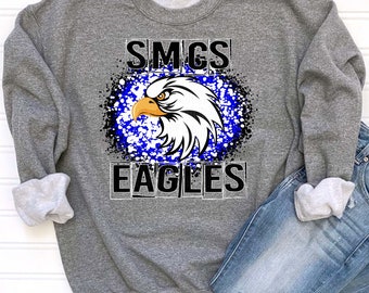 SMCS Blauw en Zwart Splatter Eagles Mascot Logo / Digitale png download/ sublimatie download