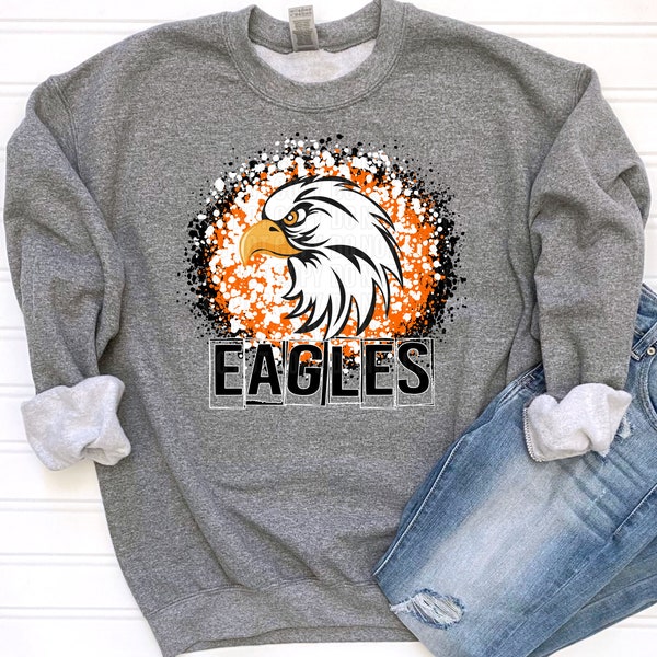 Black Orange White Splatter Eagles Mascot Logo / Digital png download/ sublimation download