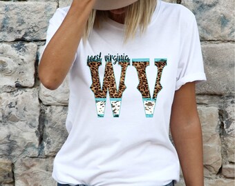 Leopard, Cowhide, Turquoise, West Virginia, western boho digital  / Digital png download/ sublimation download